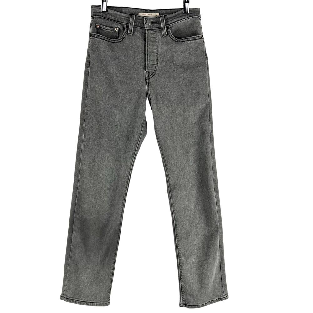 Levis Wedgie Straight Jeans Womens SZ 27x 28 Gray High Rise Button Fly EUC